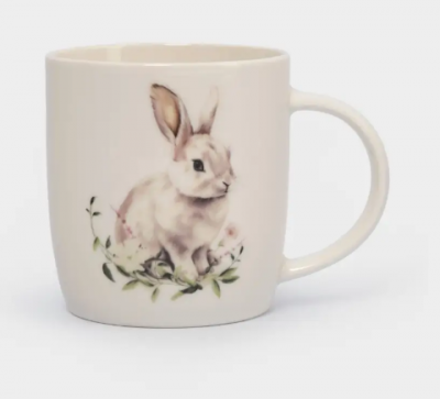 ANLAF-MJ25-08264 Кружка, 360 мл, фарфор N, белая, Кролик в цветах, Bunny