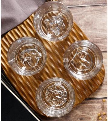 GL012 Набор из 4х стаканов для виски 300мл, GLASSERIE, серия SPIRIT OF ANIMALS 