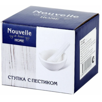 2630030 Ступка 100мл 9х4см с пестиком, фарфор, Nouvelle, серия "Naturel"
