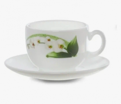P0328/6 Чайный набор на 6 персон: чашка 220мл с блюдцем, Luminarc, DIWALI WHITE ORCHID 